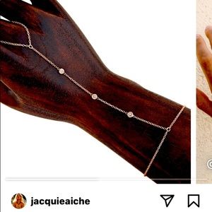 Jaquie aiche rosegold 3 diamond ring bracelet 14kt